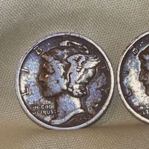 1944 Mercury Silver Dime RF 1942 Mercury Silver Dime Nice Blackish Toning
